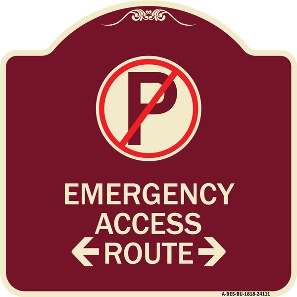 Signmission Emergency Access Route W/ Bidirectional Arrow Heavy-Gauge Aluminum Sign, 18" x 18", BU-1818-24111 A-DES-BU-1818-24111 - main